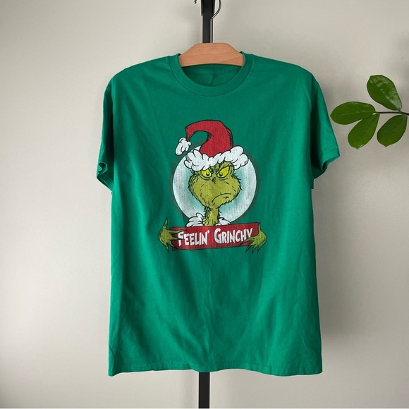 The Grinch Dr Seuss Feelin Grinchy Graphic Mens Tee Ugly Christmas Green Tshirt - Picture 6 of 6